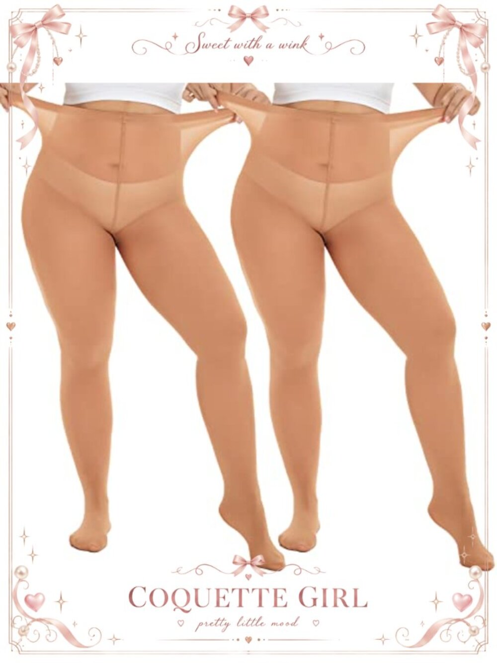 Plus Size Semi Opaque Tights High Waist Nylon Stretchable Pantyhose
